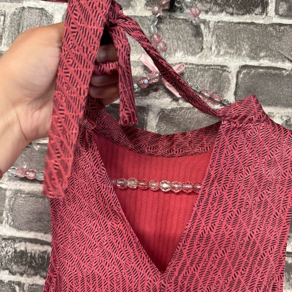 Anthropologie Maeve High Neck Tank top blouse red black printed - Picture 12 of 12